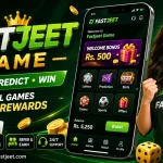 FastJeet Game APK promotional banner showing a mobile gaming interface with welcome bonus, wallet features, prediction games, slots, referral rewards, and local payment support."
