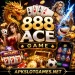 888ACE Game APK featuring casino games, playing cards, jackpot slots, gaming characters, and APKSLOTGAMES.NET branding.