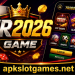 TR2026 Game APK promotional banner featuring casino-style games, a smartphone interface, playing cards, coins, and apkslotgames.net branding.